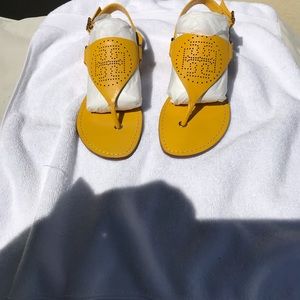 NEW TORY BURCH DANIELA PERFORATED LOGO LEATHER SANDALS